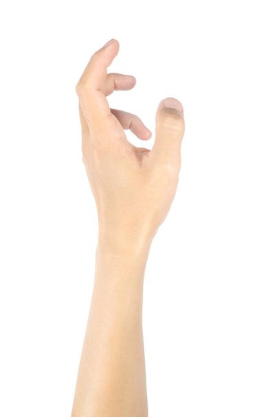 Αριστερό χέρι, χειρονομίες, και αρσενικά σύμβολα που απομονώνονται σε λευκό φόντο με μονοπάτι ψαλίδισμα. - Φωτογραφία, εικόνα