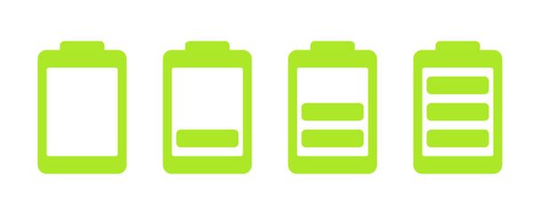 Batterieladungssymbole gesetzt, grüne Energie. Flacher Stil. Web design. - Foto, Bild