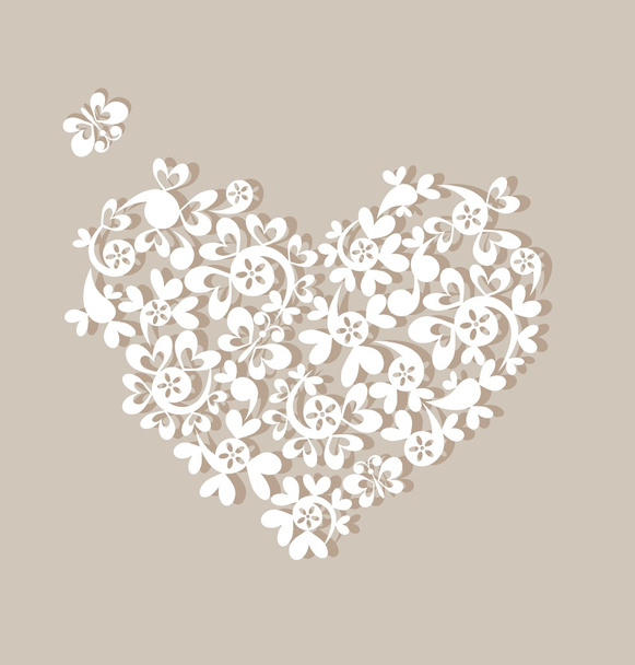 Greeting pastel card with beautiful paper heart - Vector, Image