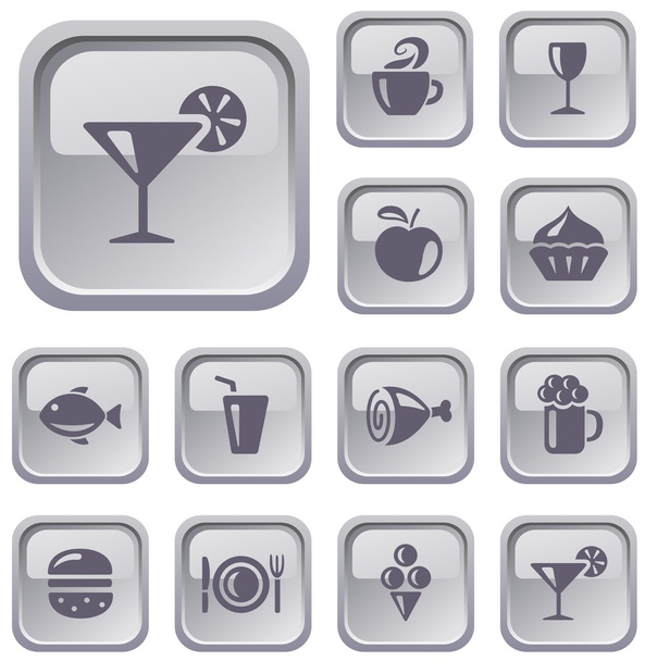 Food and drink buttons - Vetor, Imagem