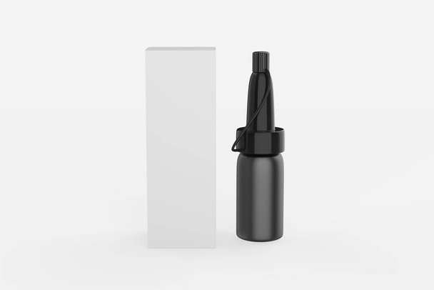 Realistická kapátko láhev. Kosmetické prázdné lahvičky na tekutou drogu. láhve šablona izolované na bílém pozadí. 3D ilustrace  - Fotografie, Obrázek
