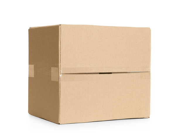 Cardboard box isolated on white. Mockup for design - Valokuva, kuva