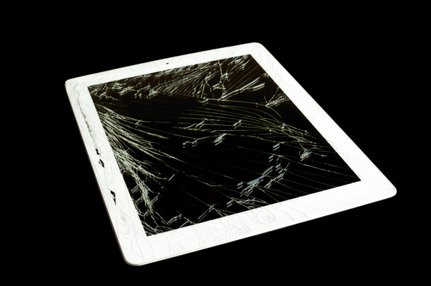 tablet computer with broken glass screen  - Photo, Image