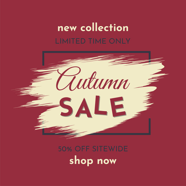 Autumn Sale Poster on a Dark Red Background. Autumn Special Offer. Limited Time Only - Wektor, obraz
