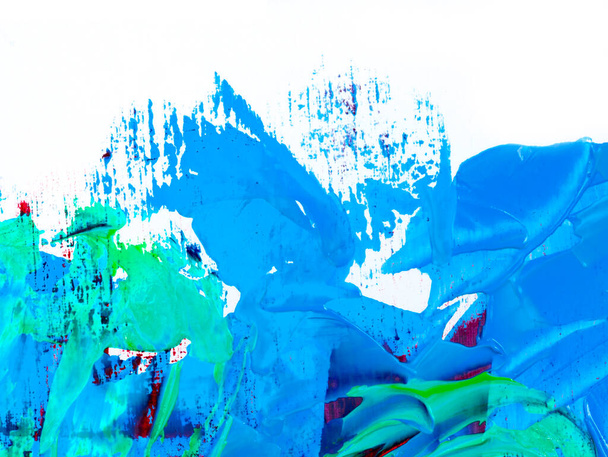 Fondo pintado a mano abstracto creativo azul y verde con espacio de copia en blanco con textura de pintura dibujada a mano. Fondo pintado a mano abstracto creativo, pintura acrílica sobre lienzo. Arte contemporáneo. - Foto, imagen