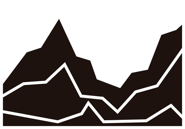 Black icon of mountains on white background. - Vector, Image