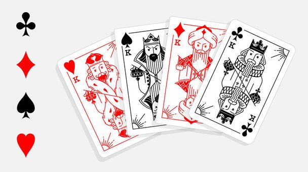 King from playing cards and card symbols - Vector, Image