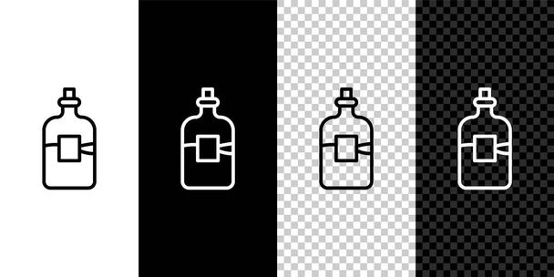 Set line Glass bottle of vodka icon isolated on black and white background. Vector - Vector, Image