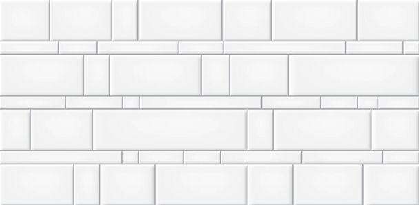 Bílé keramické dlaždice stěna textura abstraktní pozadí vektor ilustrace - Vektor, obrázek