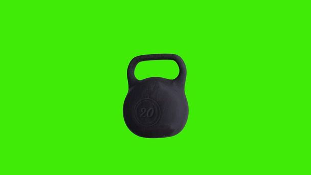 Gym kettlebell na zielonym ekranie - chromakey tle. 3d renderowanie - Zdjęcie, obraz