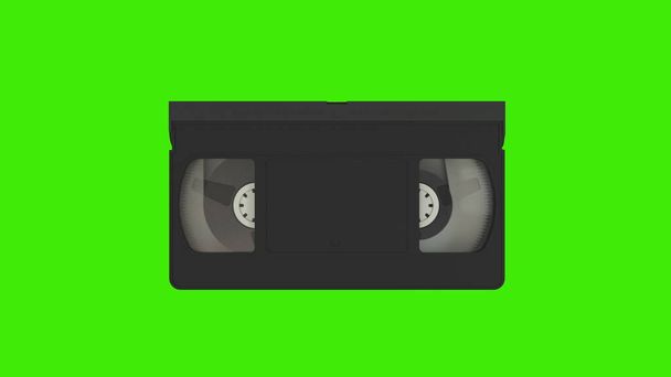 VHS cassette. Video cassette isolated on green screen. 3d rendering - Photo, Image