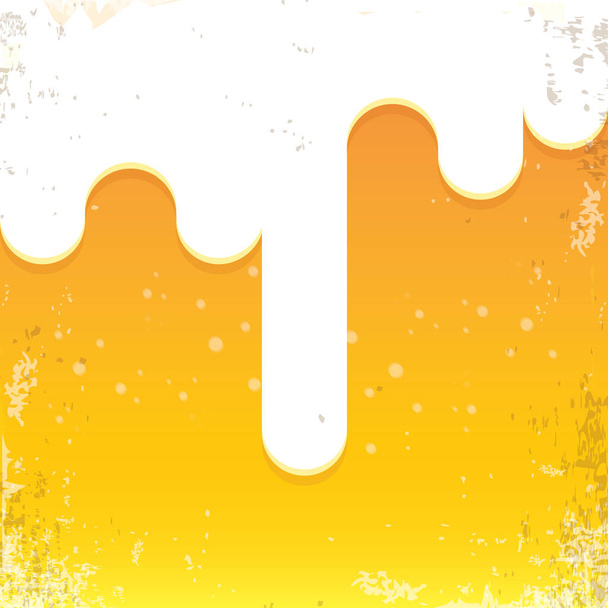 vector beer background with white foam and bubbles. light beer poster design template - Вектор,изображение