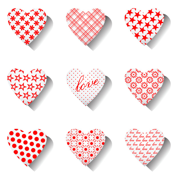 Heart icons set for valentines. Vector illustration. - Vector, Imagen