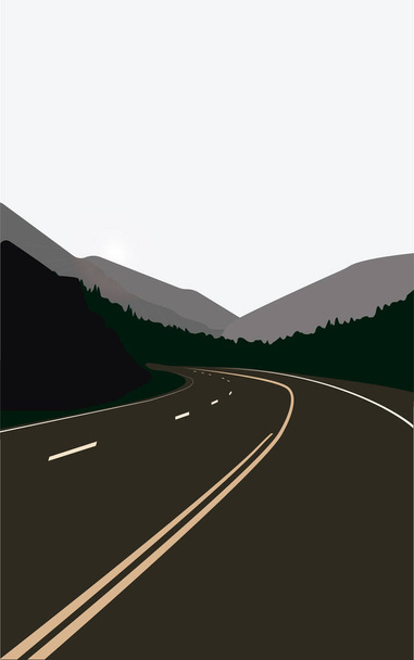 Empty Road, Green Surrounding Mountain Road  - Vector, Image