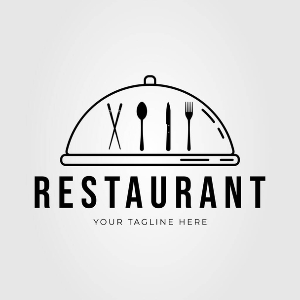 servir campana restaurante o cubiertos logotipo vector ilustración diseño - Vector, Imagen