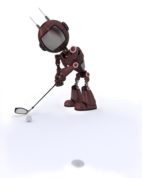 Android jugando al golf
 - Foto, Imagen