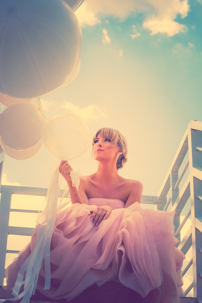 elegant woman with baloons - Photo, Image