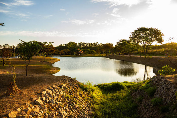 Lake in the Parque Leoldio di Ramos Caiado. Non-urban landscape. - Foto, imagen