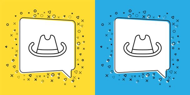 Установите линию Западная шляпа cowboy иконка изолирована на желтом и синем фоне. Вектор - Вектор,изображение