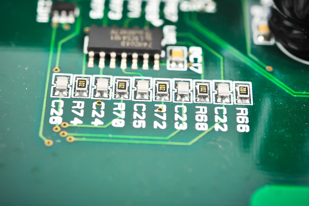 circuit board with electronic components macro background  - Photo, Image