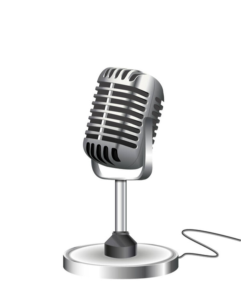 Mikrofon im Retro-Stil isoliert auf weißem Hintergrund - Vektor, Bild