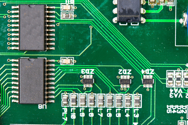 Elektronik komponentler makro arka planlı devre kartı  - Fotoğraf, Görsel