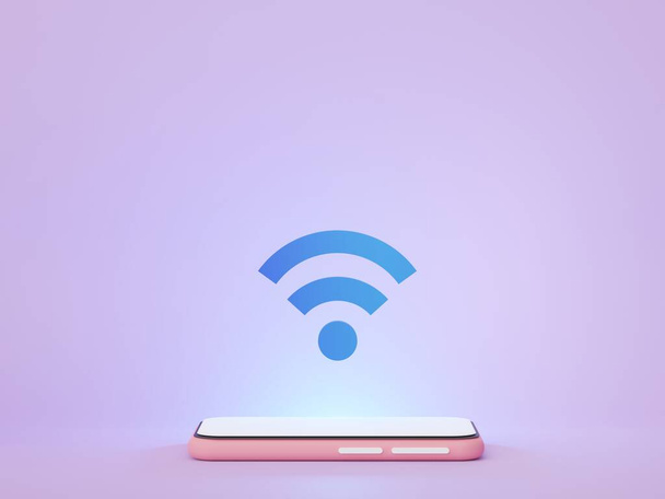 3d render Wireless network connection to device. User interface for web banner and mock up. Symbol of wifi. Online network - Photo, Image