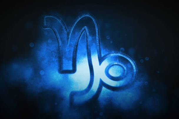Capricorn zodiac sign, night sky, Horoscope Astrology background, Capricorn horoscope symbol, blue horoscop - Photo, image