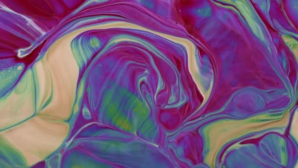 Multi-colored liquid paints move slowly. - Footage, Video