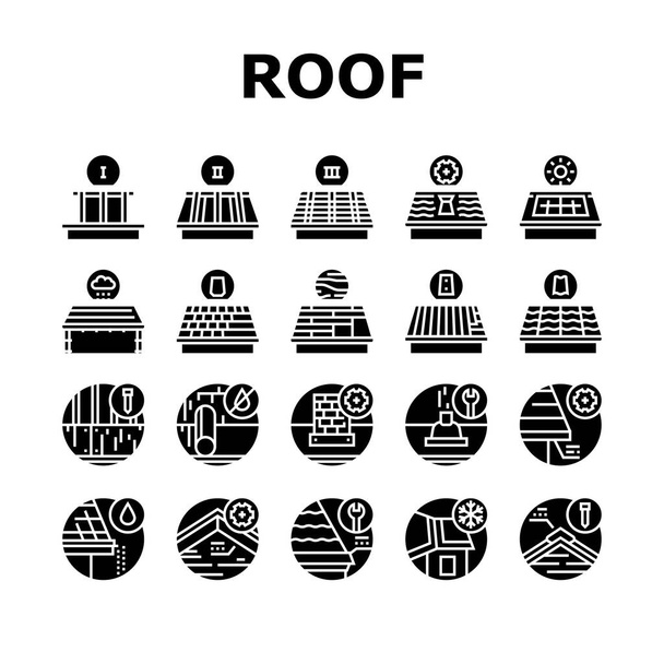 Vector de conjunto de iconos de colección de trabajo de reemplazo de techo - Vector, Imagen