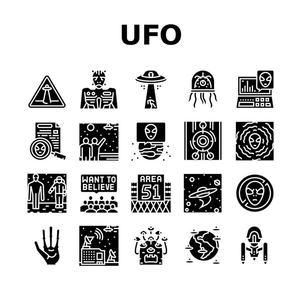 Ufo gast bezoek collectie Pictogrammen set Vector - Vector, afbeelding