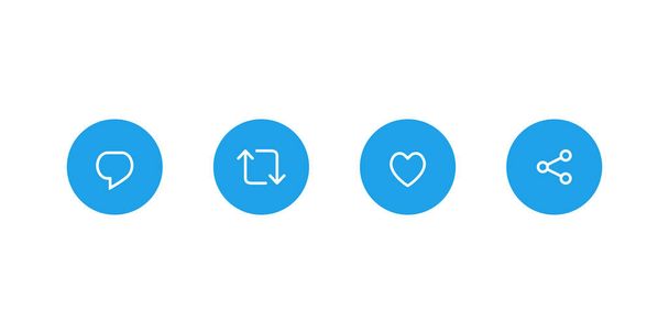Відповідай Твіт, Ретвіт, Тип, і Діл. Icon Set of Social Media Векторний приклад - Вектор, зображення