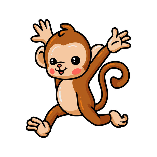 Ilustración vectorial de lindo bebé mono de dibujos animados corriendo - Vector, imagen