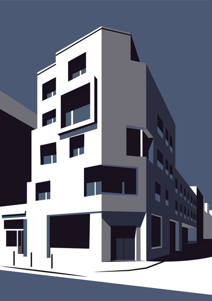 Illustration vectorielle d'un bâtiment urbain avec un motif de couleurs en niveaux de gris qui convient au fond de l'affiche, à la bannière, à la couverture. - Vecteur, image