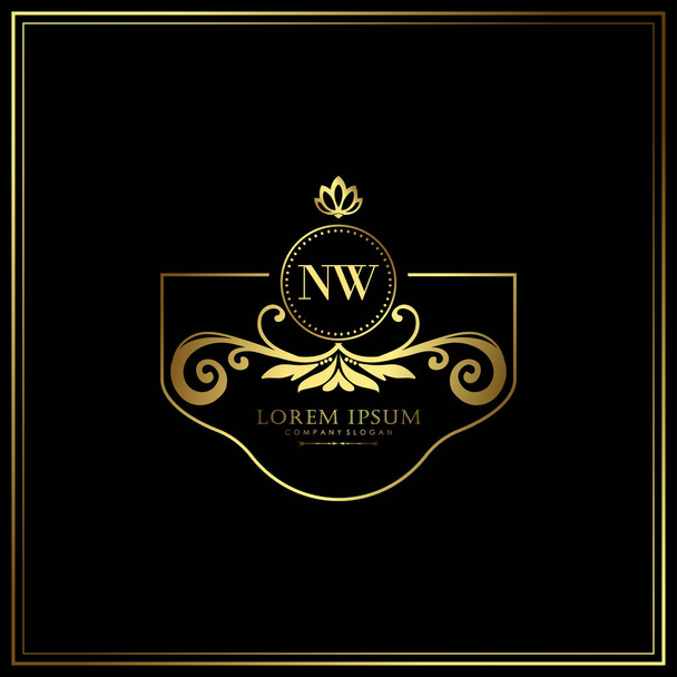 NW Initial Letter Luxury Logo template in vector for Restaurant, Royalty, Boutique, Cafe, Hotel, Heraldic, Jewelry, Fashion and other vector illustration - Vector, Image