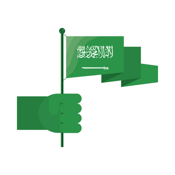 main avec drapeau saoudien arabie - Vecteur, image