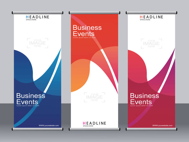 Business banner roll up set,standee banner template,Modern banner. - Vector, Image