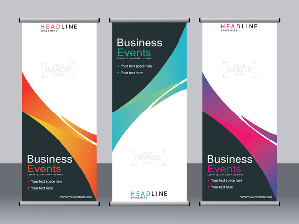 Business banner roll up set, standee banner template, banner moderno. - Vettoriali, immagini