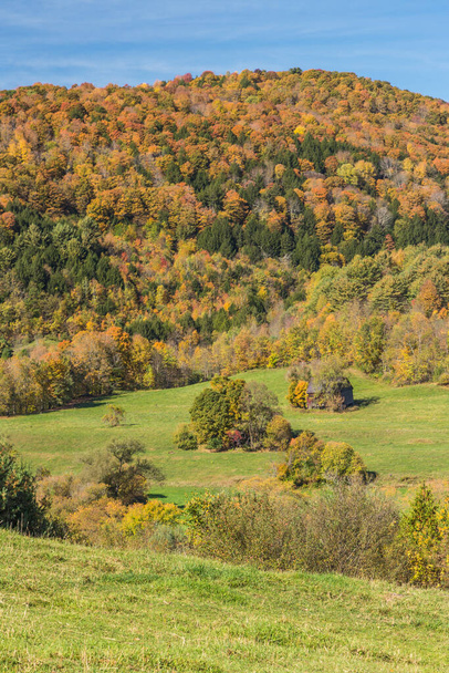 Falls foliage and little hut in Vermont countryside. - Foto, immagini