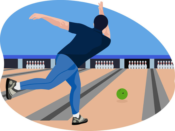 Illustrazione gioco bowler maschile. - Vettoriali, immagini