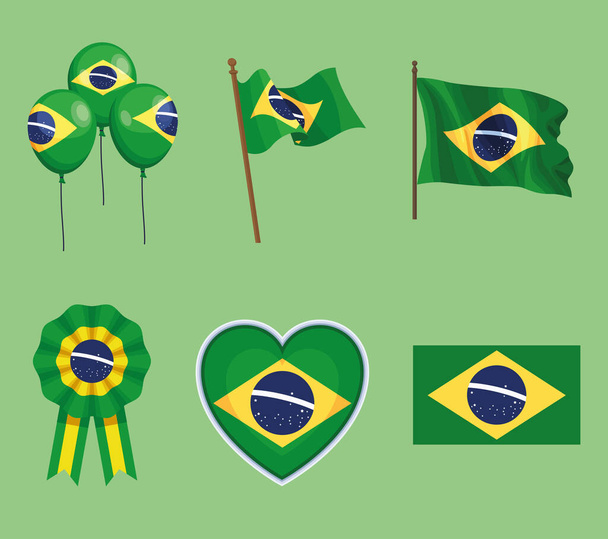 six brazil independence icons - Vector, Imagen