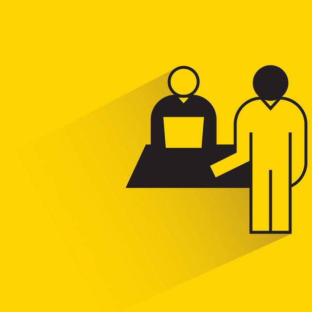 icono de la reunión de negocios sobre fondo amarillo - Vector, imagen