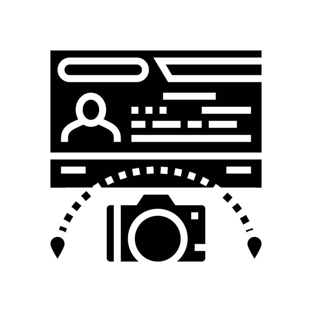 toeristenvisum glyph pictogram vector illustratie - Vector, afbeelding