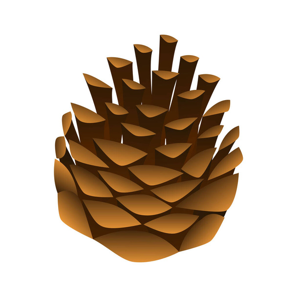 Cartoon brown pine cone closeup.  - Vector, Image