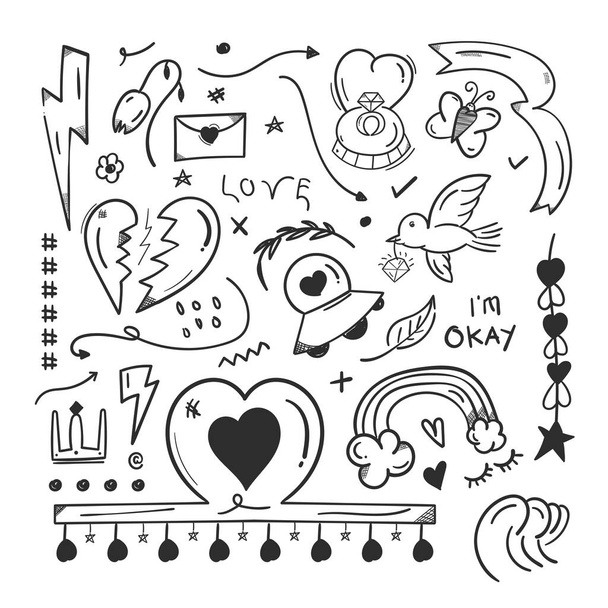 abstract scribble doodle elements. love doodle concept. - Photo, Image