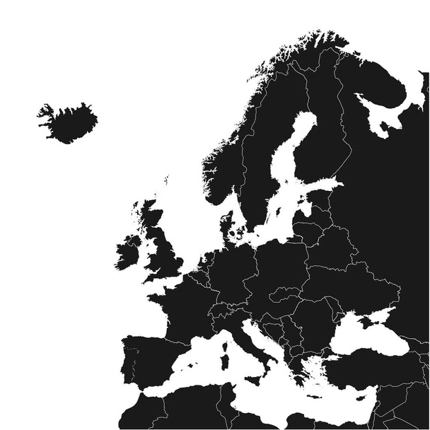 Hochwertige Europakarte mit Ländergrenze - Vektor, Bild