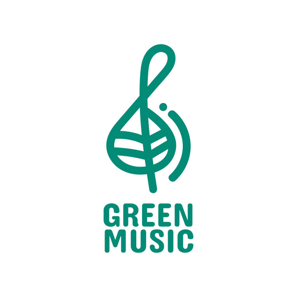 Vihreä lehti musiikki melodia ääni luonto logo konsepti kuvitus - Vektori, kuva