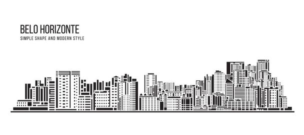 Cityscape Building Abstract Forma simples e arte de estilo moderno Design vetorial - Belo Horizonte - Vetor, Imagem