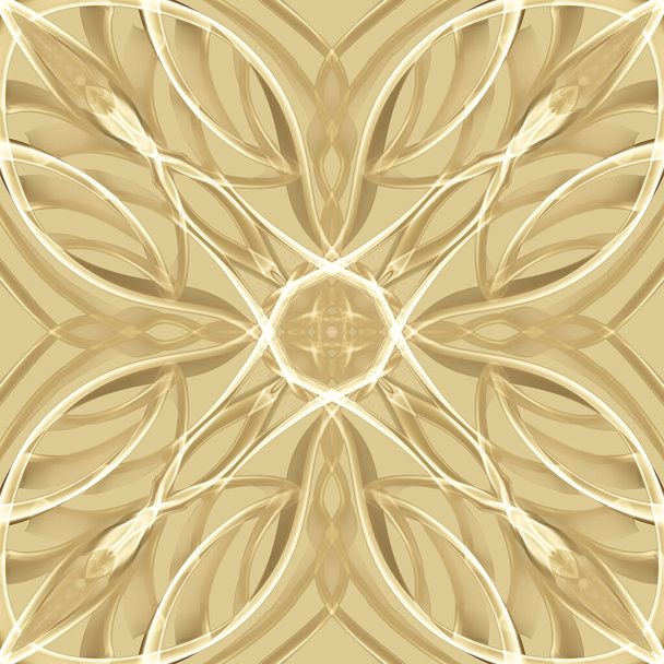 Naadloze abstracte geometrische bloemenoppervlak patroon in levendige kleuren met symmetrische vorm horizontaal en verticaal herhalen. Gebruik voor mode-ontwerp, huisdecoratie, wallpapers en cadeaupakketten. - Foto, afbeelding