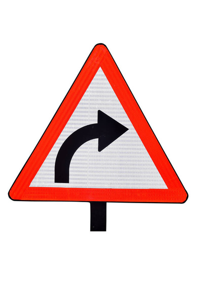 Círculo de tráfego em forma de U Vire o sinal com post no fundo branco. - Foto, Imagem